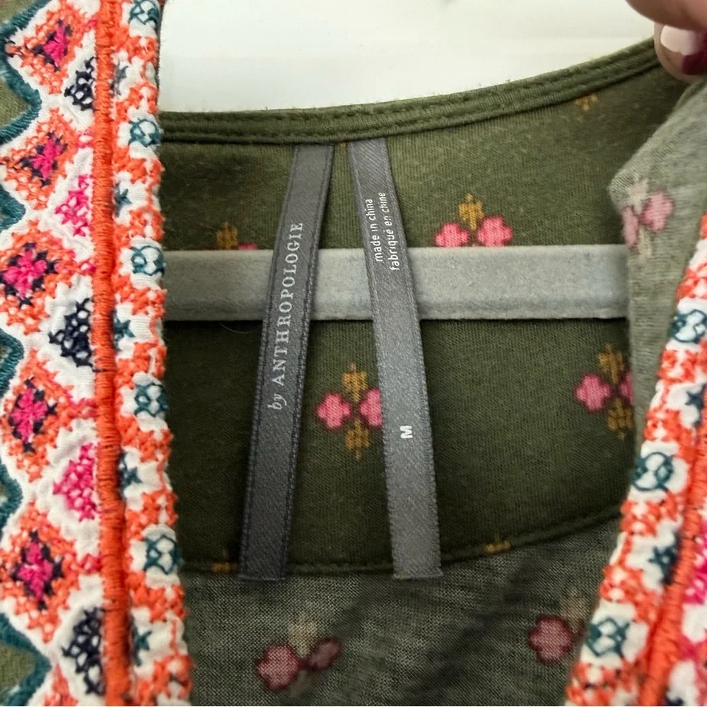 Boho Floral Olive Sleeveless Top - Picture 2 of 7